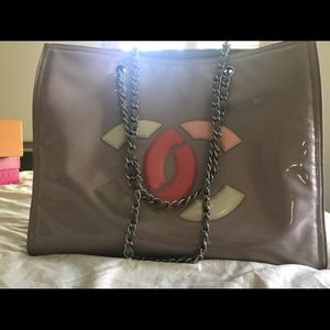 Chanel beige lipstick tote